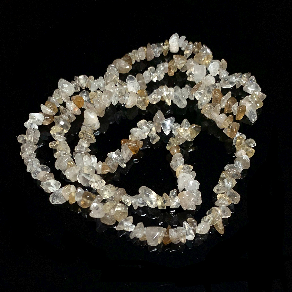 金色阿賽斯特萊精磨碎石串珠項鍊 (252-2)