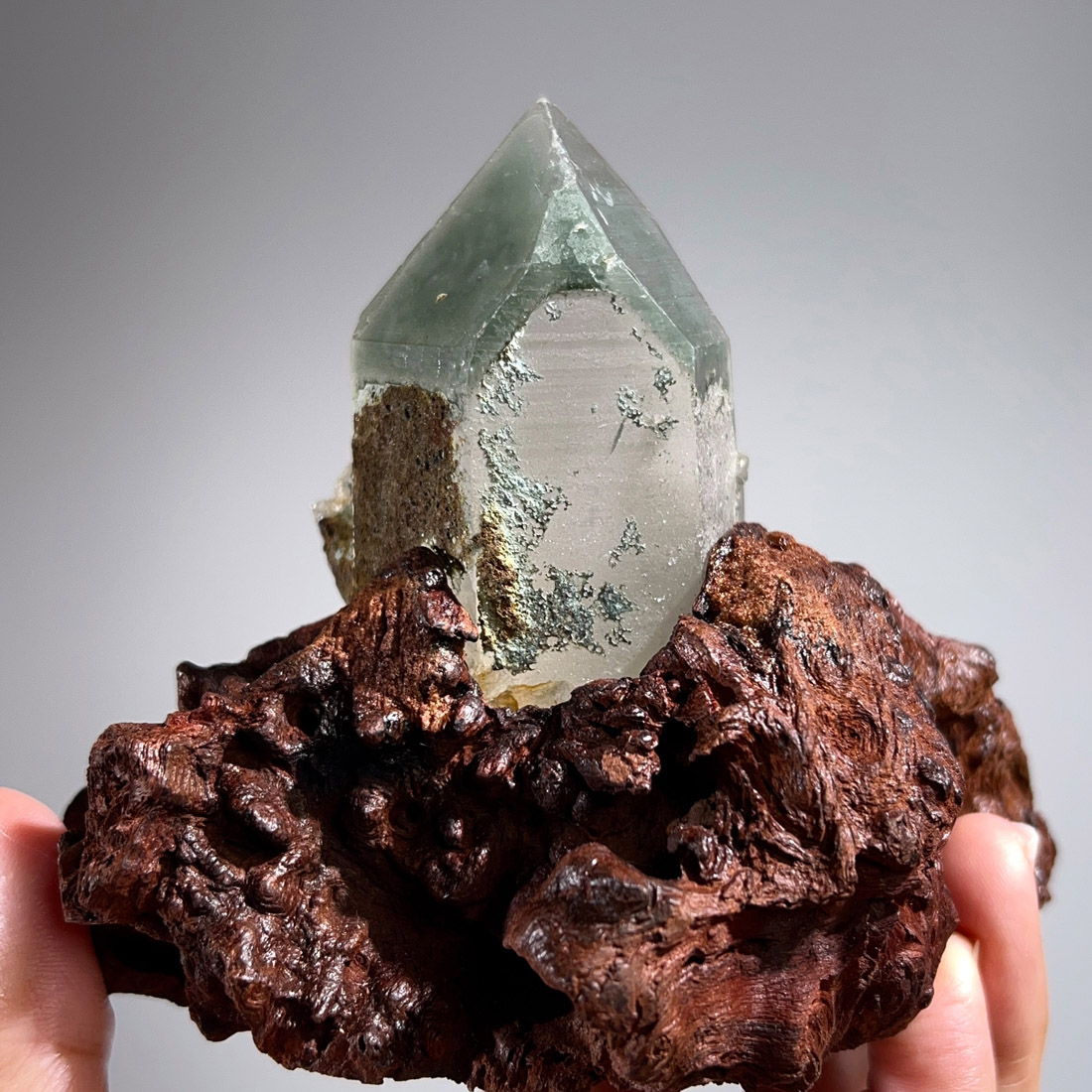 西藏老礦.喜馬拉雅綠幽靈藏晶 | 附底座 #資料庫水晶 122g (269-1):圖片 2